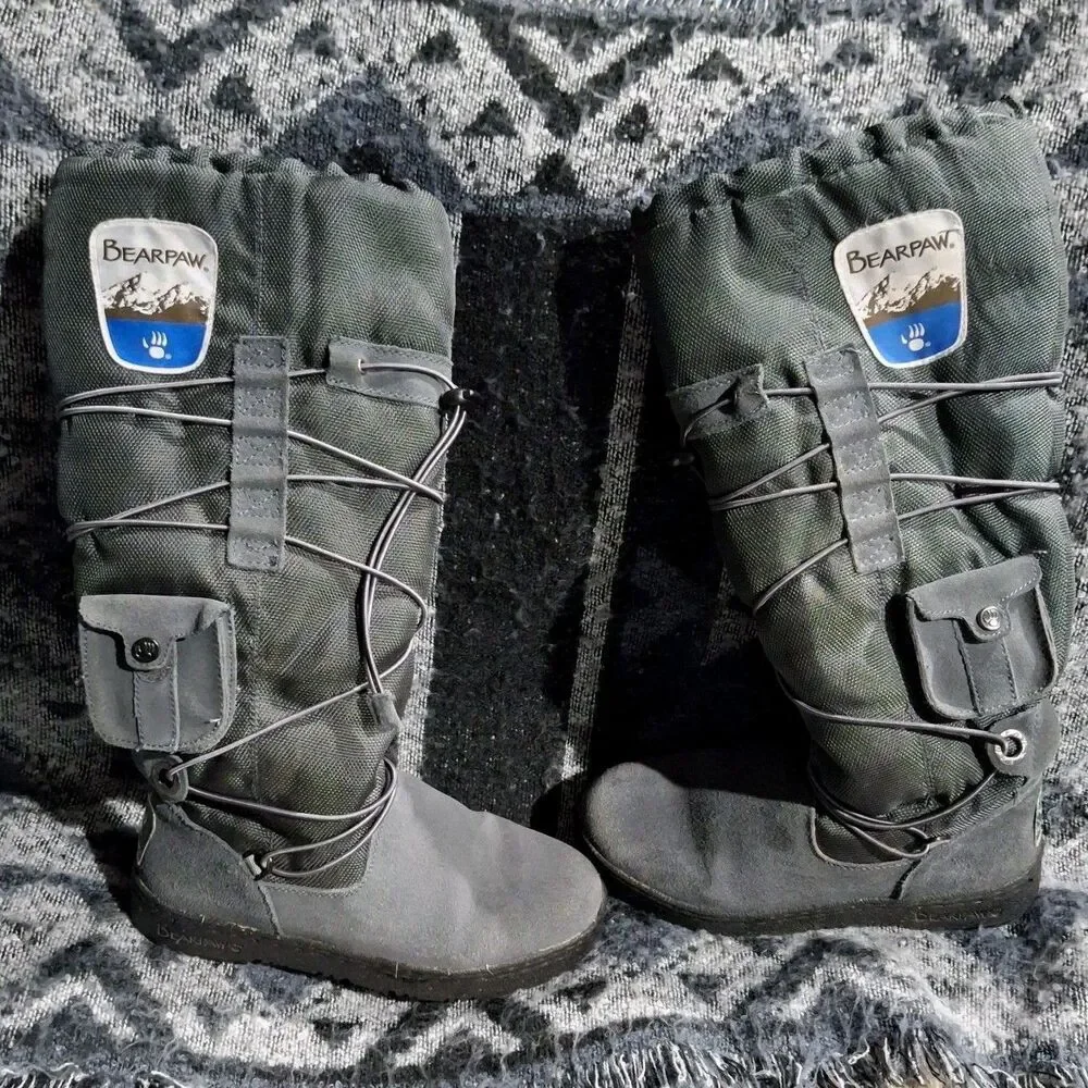 Rare Bearpaw Size 7 1277W - Boreal Tall Winter Boots Wool Blend Lining Sheepskin